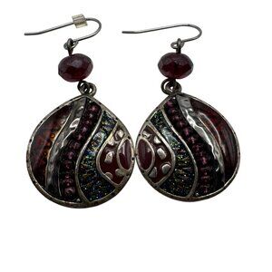 Chico's Earrings Jewelry Statement Dangle Drop Silver Tone Multicolor